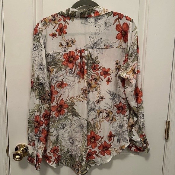 Worthington Floral Button-Down Shirt - Picture 2 of 4